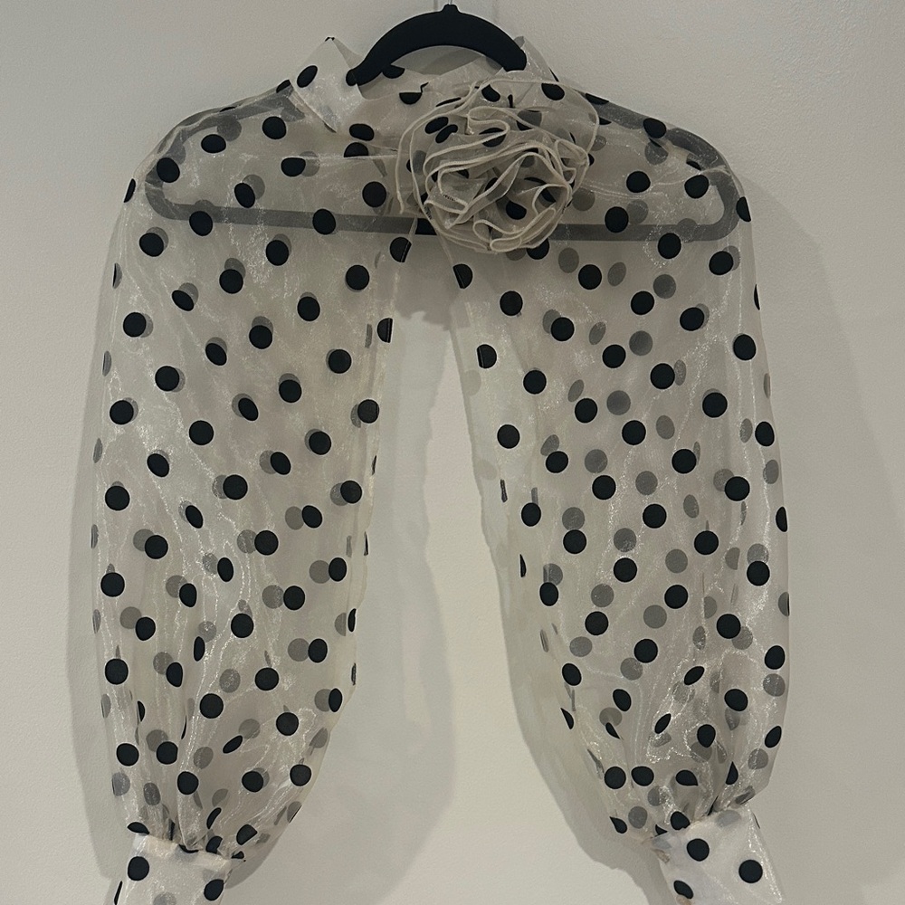 Anthropologie Black and White Polka Dot Scarf
